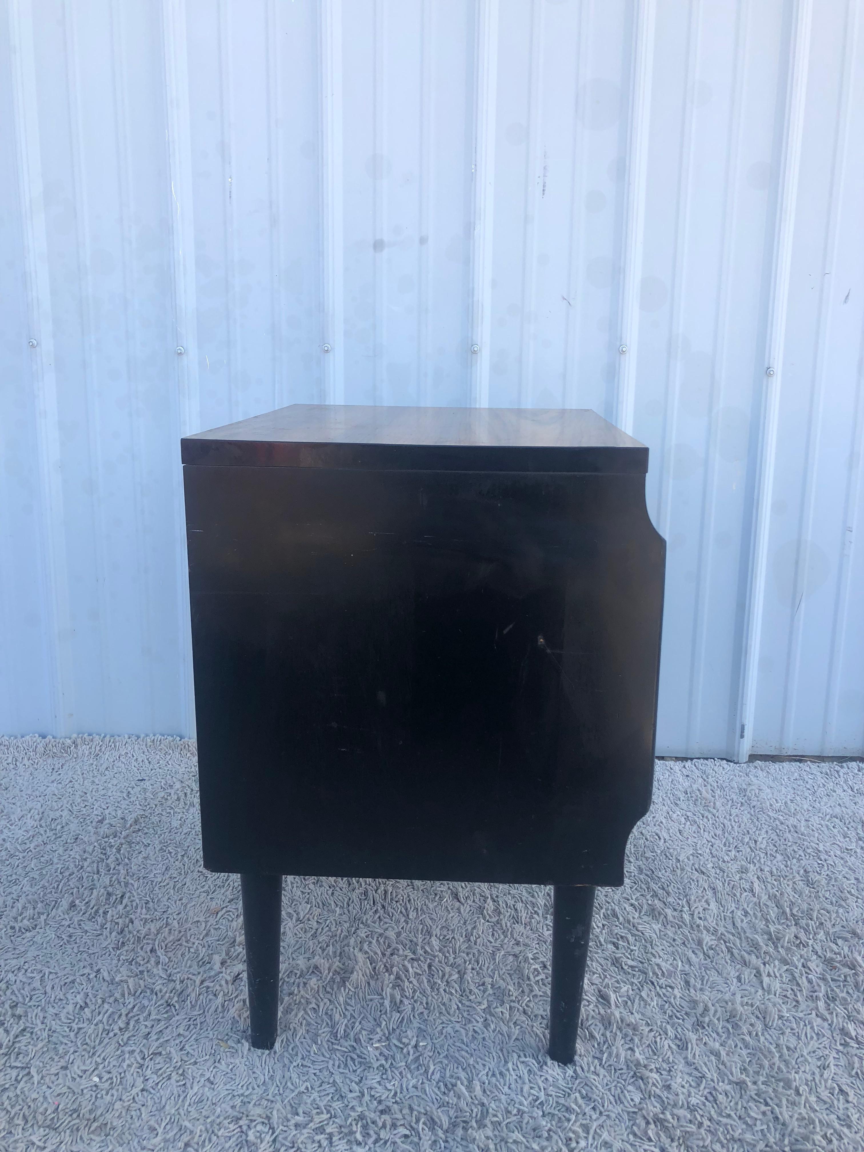 a Pair FLASH SALE Step-Table Style Single Drawer End Tables Mid-Century Kent Coffey AquaMint Nightstands